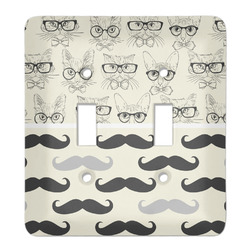 Hipster Cats & Mustache Light Switch Cover (2 Toggle Plate)