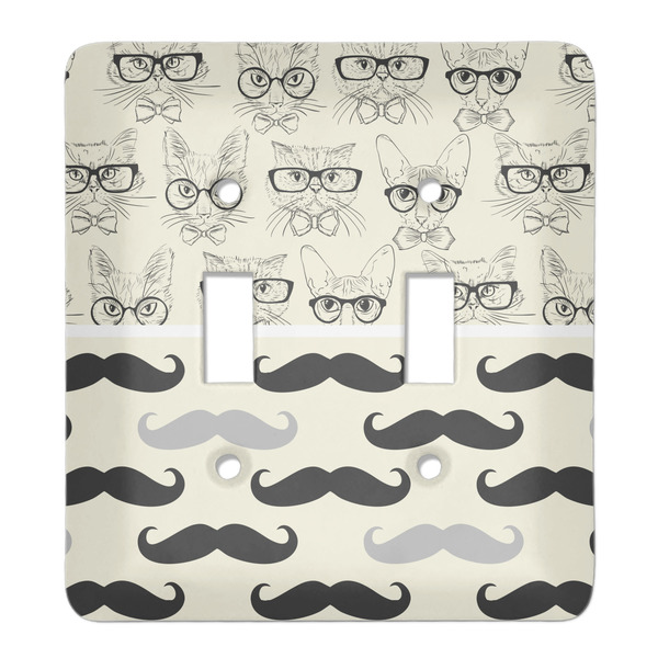 Custom Hipster Cats & Mustache Light Switch Cover (2 Toggle Plate)