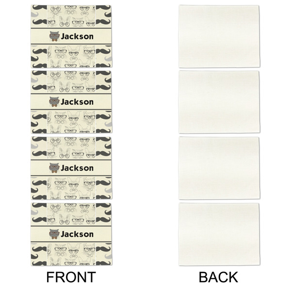 Hipster Cats & Mustache Linen Placemat - APPROVAL Set of 4 (single sided)