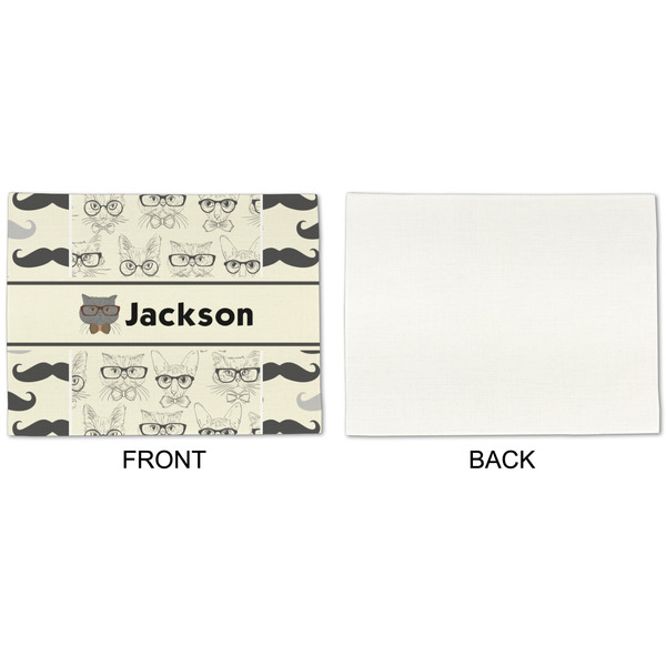 Hipster Cats & Mustache Linen Placemat - APPROVAL Single (single sided)