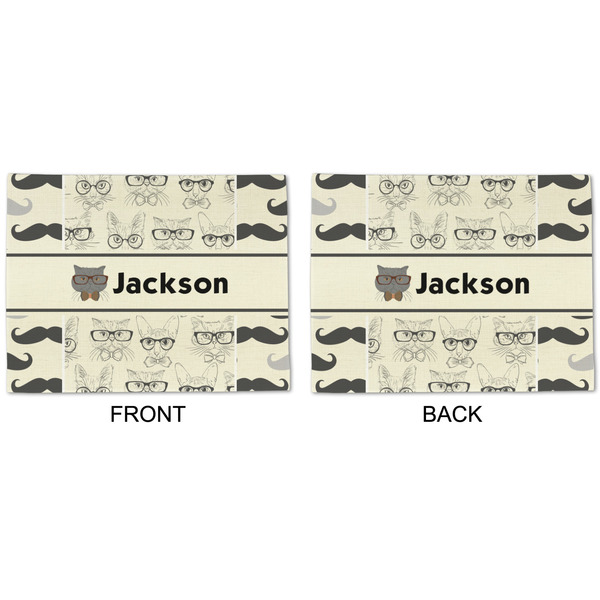 Hipster Cats & Mustache Linen Placemat - APPROVAL (double sided)