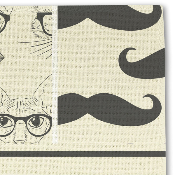 Hipster Cats & Mustache Linen Placemat - DETAIL