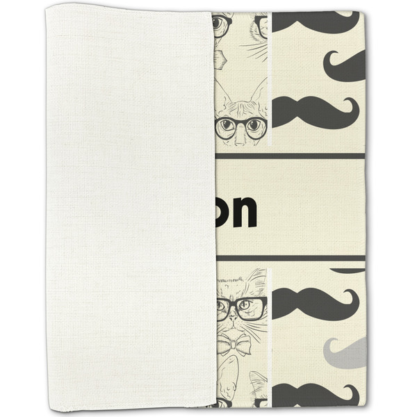 Hipster Cats & Mustache Linen Placemat - Folded Half