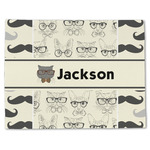 Hipster Cats & Mustache Single-Sided Linen Placemat - Single w/ Name or Text