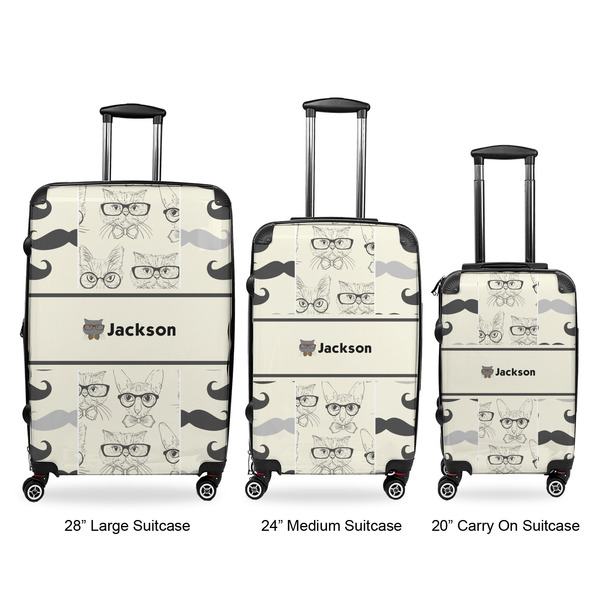 Hipster Cats & Mustache Luggage Bags all sizes - With Handle