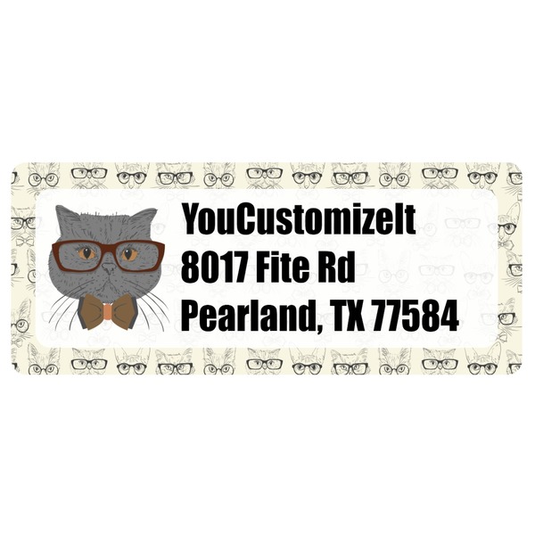 Custom Hipster Cats & Mustache Return Address Labels (Personalized)