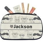 Hipster Cats & Mustache Makeup / Cosmetic Bag - Medium (Personalized)