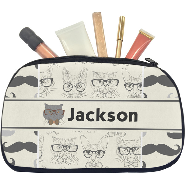 Hipster Cats & Mustache Makeup Bag Medium