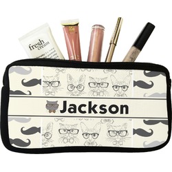 Hipster Cats & Mustache Makeup / Cosmetic Bag (Personalized)