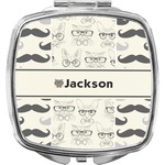 Hipster Cats & Mustache Compact Makeup Mirror (Personalized)