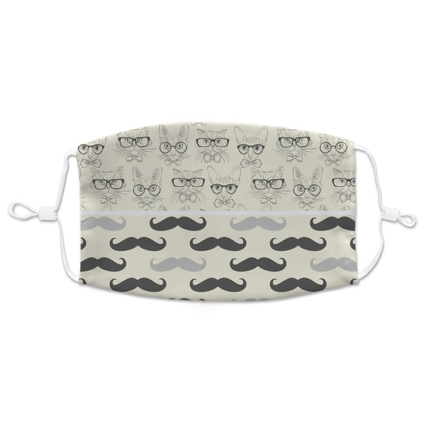 Custom Hipster Cats & Mustache Adult Cloth Face Mask - XLarge
