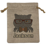 Hipster Cats & Mustache Burlap Gift Bag (Personalized)