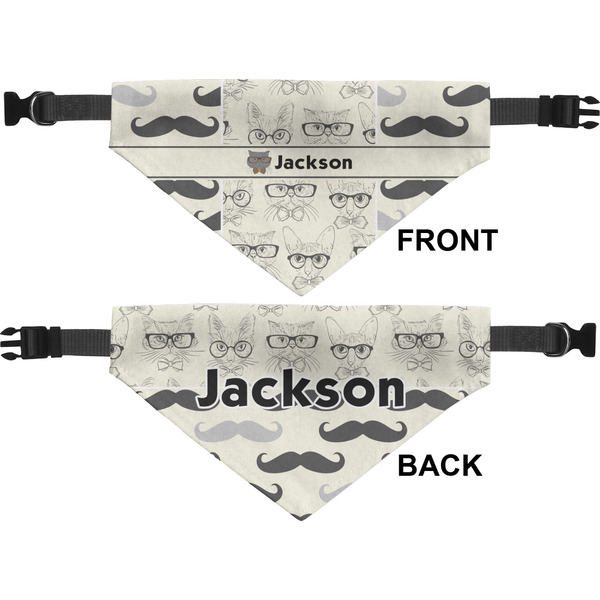 Hipster Cats & Mustache Medium Dog Bandana Approval