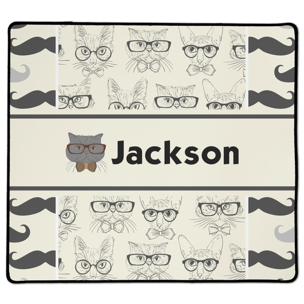 Custom Hipster Cats & Mustache XL Gaming Mouse Pad - 18" x 16" (Personalized)