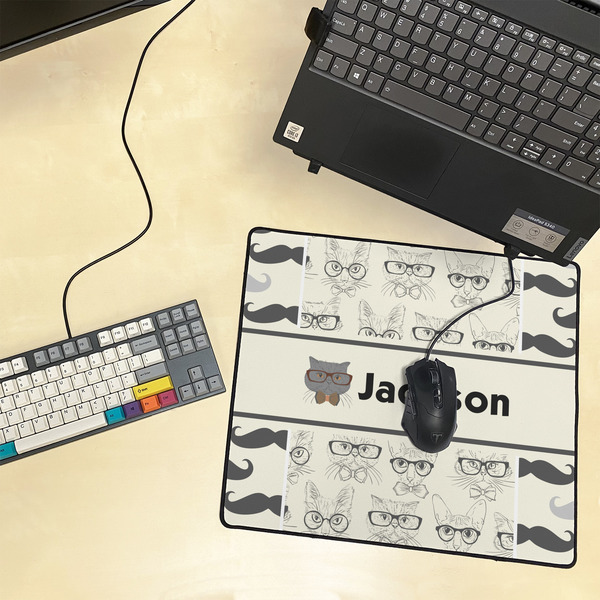 Hipster Cats & Mustache Medium Gaming Mats - LIFESTYLE