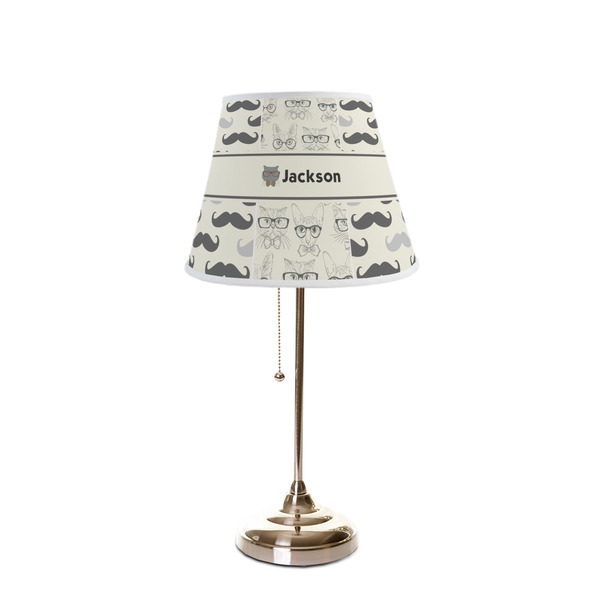 Hipster Cats & Mustache Poly Film Empire Lampshade - On Stand