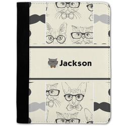 Hipster Cats & Mustache Notebook Padfolio - Medium w/ Name or Text