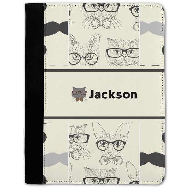 Custom Hipster Cats & Mustache Notebook Padfolio w/ Name or Text