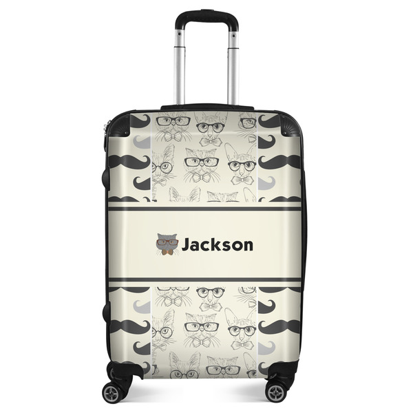 Custom Hipster Cats & Mustache Suitcase - 24" Medium - Checked (Personalized)