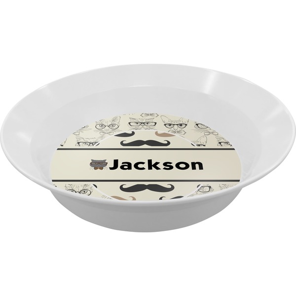 Custom Hipster Cats & Mustache Melamine Bowl - 12 oz (Personalized)