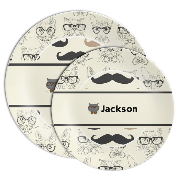 Hipster Cats & Mustache Melamine Plates - PARENT/MAIN