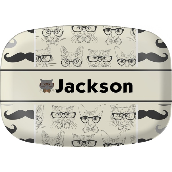 Custom Hipster Cats & Mustache Melamine Platter (Personalized)