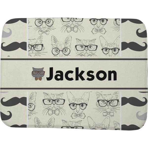 Custom Hipster Cats & Mustache Memory Foam Bath Mat - 48"x36" (Personalized)