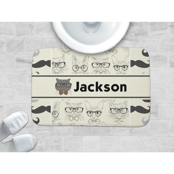 Hipster Cats & Mustache Memory Foam Bath Mat - LIFESTYLE 34x21