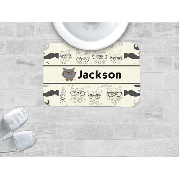Hipster Cats & Mustache Memory Foam Bath Mat - LIFESTYLE