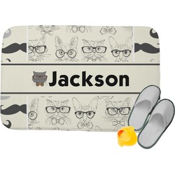 Hipster Cats & Mustache Memory Foam Bath Mat (Personalized)