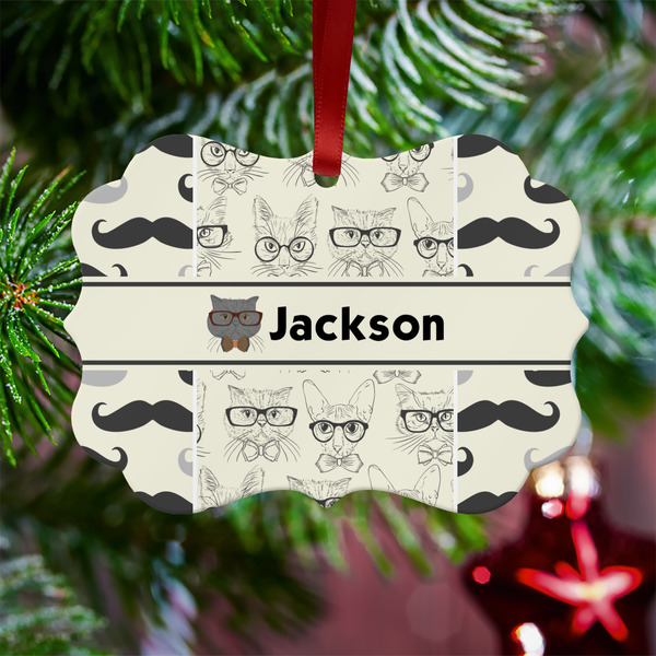 Hipster Cats & Mustache Metal Benilux Ornament - Lifestyle