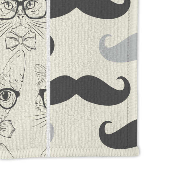Hipster Cats & Mustache Microfiber Dish Rag - DETAIL