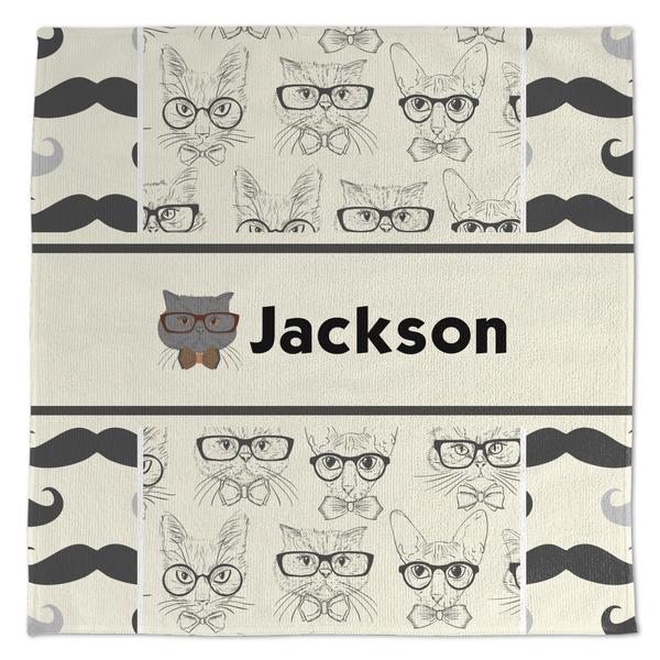 Custom Hipster Cats & Mustache Microfiber Dish Towel (Personalized)