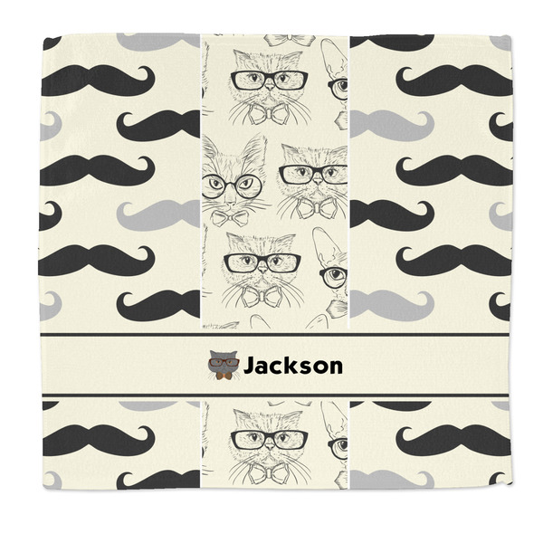 Custom Hipster Cats & Mustache Microfiber Dish Rag (Personalized)