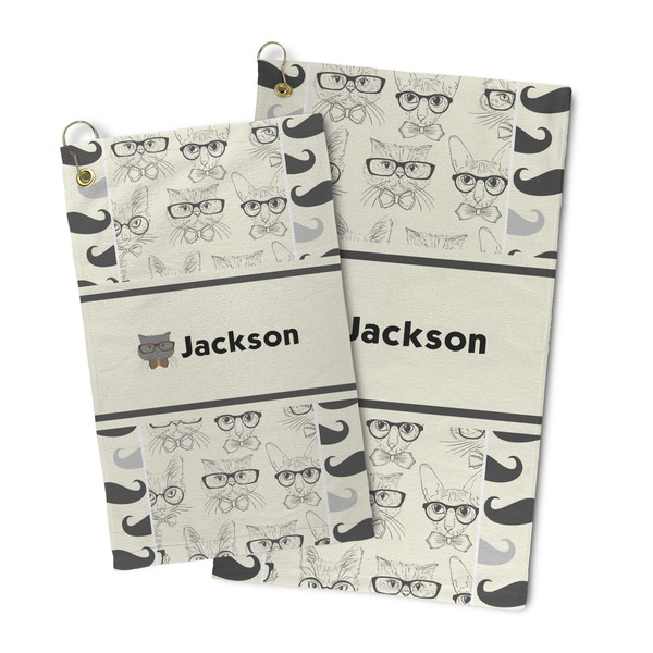 Hipster Cats & Mustache Microfiber Golf Towel - PARENT/MAIN