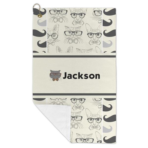 Hipster Cats & Mustache Microfiber Golf Towels - FOLD
