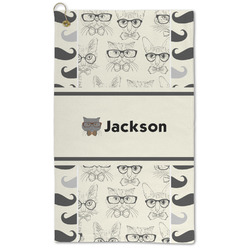 Hipster Cats & Mustache Microfiber Golf Towel - Large (Personalized)