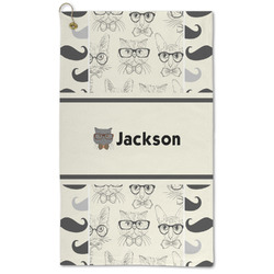 Hipster Cats & Mustache Microfiber Golf Towel (Personalized)