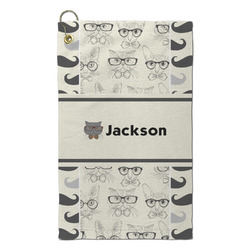 Hipster Cats & Mustache Microfiber Golf Towel - Small (Personalized)