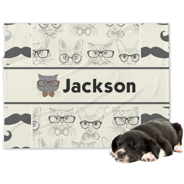 Custom Hipster Cats & Mustache Dog Blanket (Personalized)