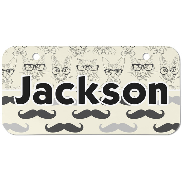 Custom Hipster Cats & Mustache Mini/Bicycle License Plate (2 Holes) (Personalized)