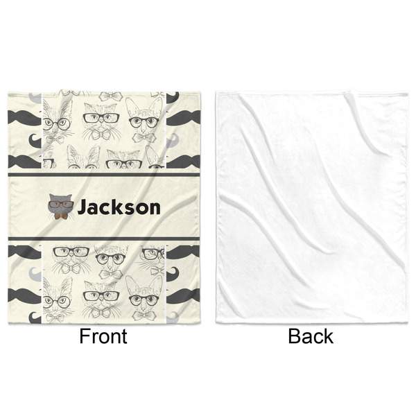 Hipster Cats & Mustache Minky Blanket - 50"x60" - Single Sided - Front & Back
