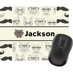 Hipster Cats & Mustache Rectangular Mouse Pad (Personalized)