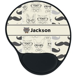 Hipster Cats & Mustache Mouse Pad with Wrist Support