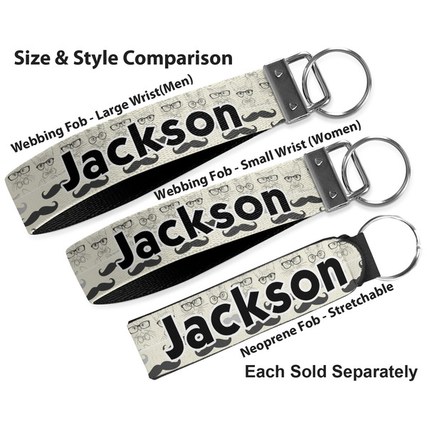 Hipster Cats & Mustache Multiple Key Ring comparison sizes