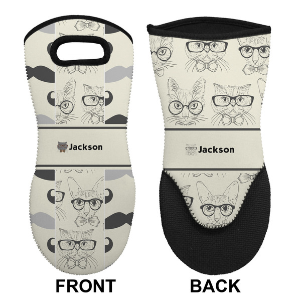 Hipster Cats & Mustache Neoprene Oven Mitt (Front & Back)