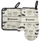 Hipster Cats & Mustache Left Oven Mitt & Pot Holder Set w/ Name or Text
