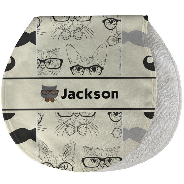 Custom Hipster Cats & Mustache Burp Pad - Velour w/ Name or Text