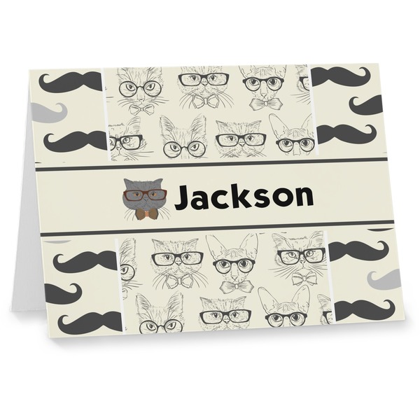Custom Hipster Cats & Mustache Note cards (Personalized)