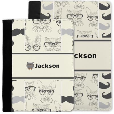 Hipster Cats & Mustache Notebook Padfolio w/ Name or Text